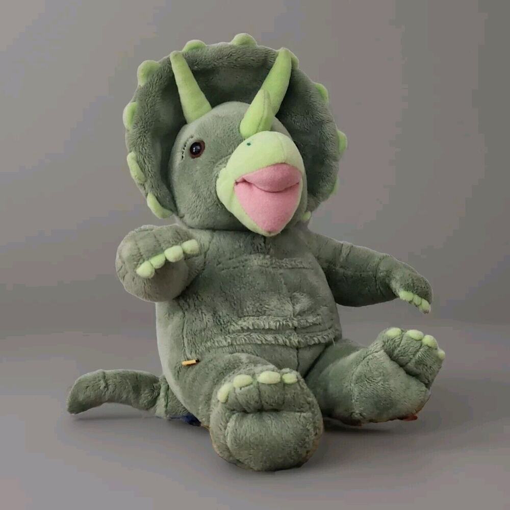 Build A Bear Dinosaur 18" Plush Green Triceratops Frill Stuffed Animal Toy BAB